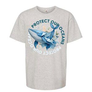 NWT Kids "Protect our oceans" Crew Neck T-shirt - Heather, Whale